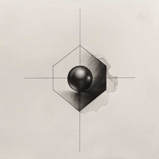 Modern tattoo of black pearl in hexagonal frame