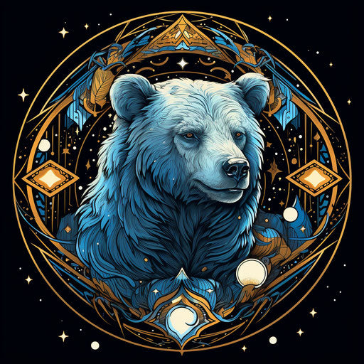 Bear tattoo with stars and moonlight