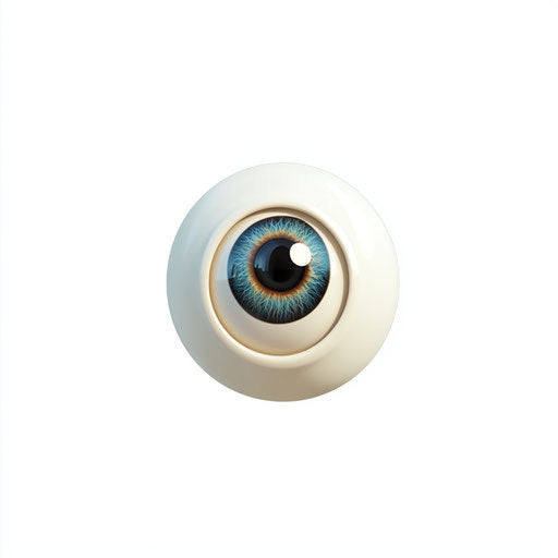 3D cartoon eyes with photo realistic style on flat white background