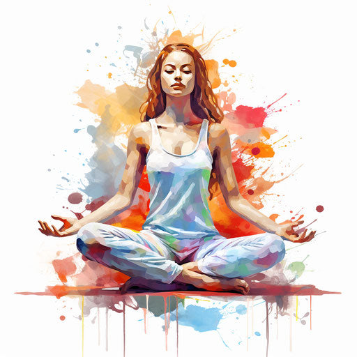 Yoga clipart in the style of Oil painting, on a white background