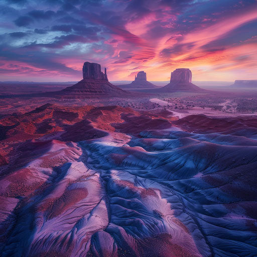 Monument Valley during a vibrant sunset