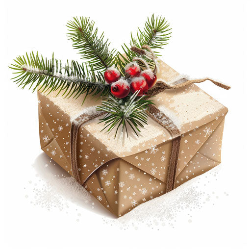 Photo Realistic Christmas Gift Clipart on Flat White Background