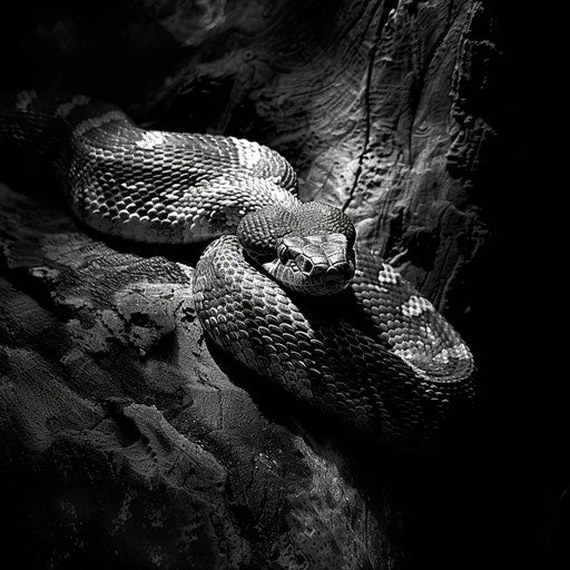 Hognose snake in a dramatic monochrome setting