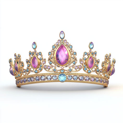 3D tiara in photo realistic style on flat white background, isolated clipart