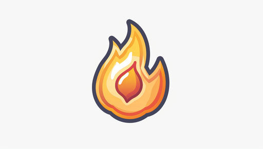 Burning fire icon isolated on white for computer screen use