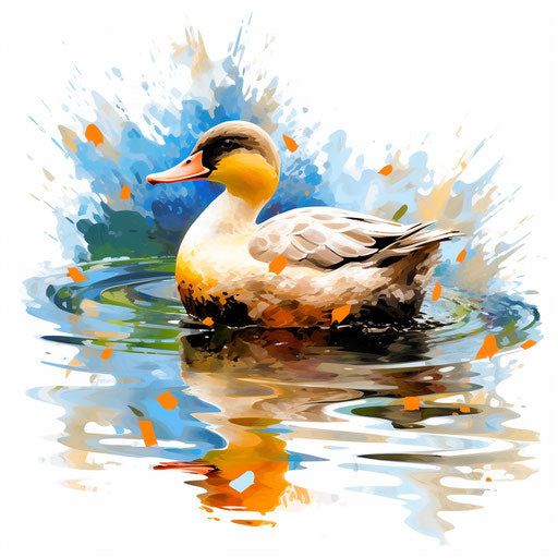 Duck clipart in the style of Impressionistic Art, on white background