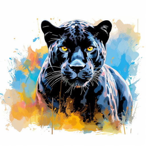 Panther clipart in the style of Impressionistic Art, on a white background