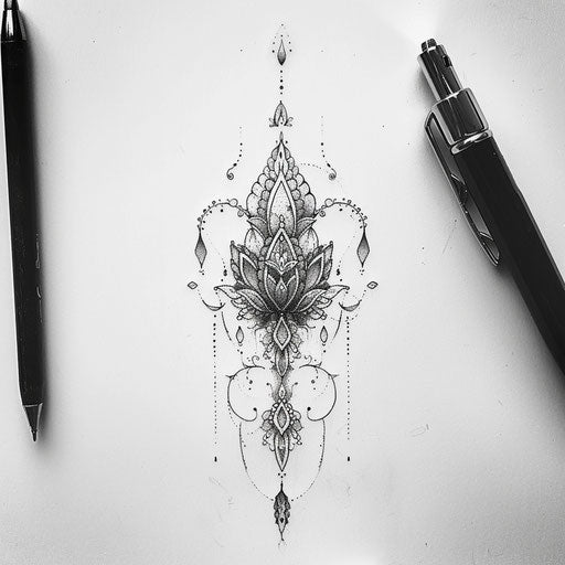 Geometric lace tattoo sketch creation