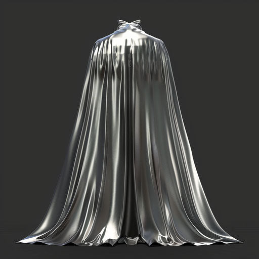 Realistic cape clipart with glossy effect on flat silver background