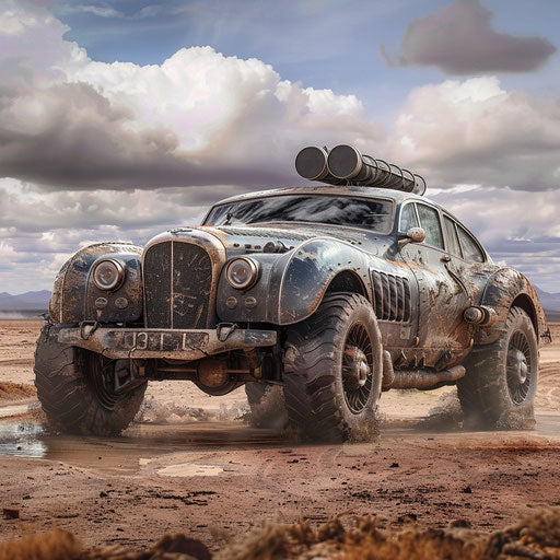 Post-apocalyptic Bentley R Type Continental in wasteland