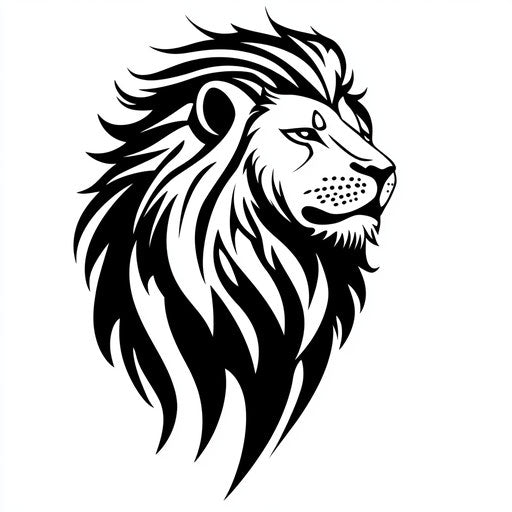 Minimalist lion tattoo sketch in black ink