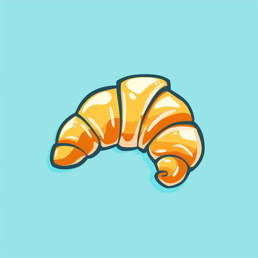 French bakery logo with stylized croissant on light blue background