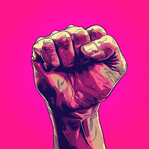 Fist clipart stands out on bright magenta background