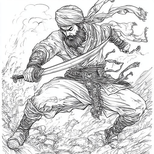 Dynamic Islamic warrior in action