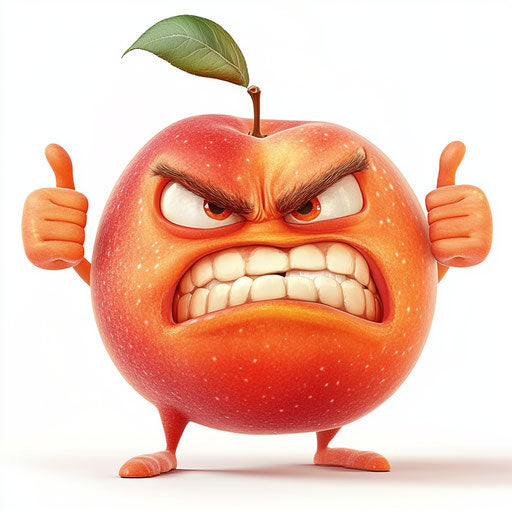 Humorous caricature of a peach caricature clipart with human characteristics