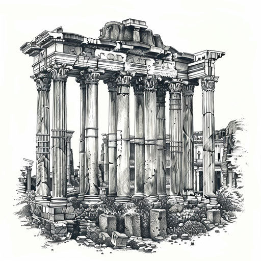Neo-classical tattoo design of a Roman forum