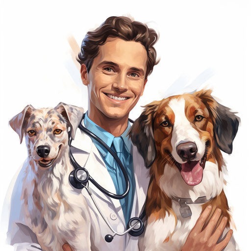 Veterinarian clipart in the style of Oil painting