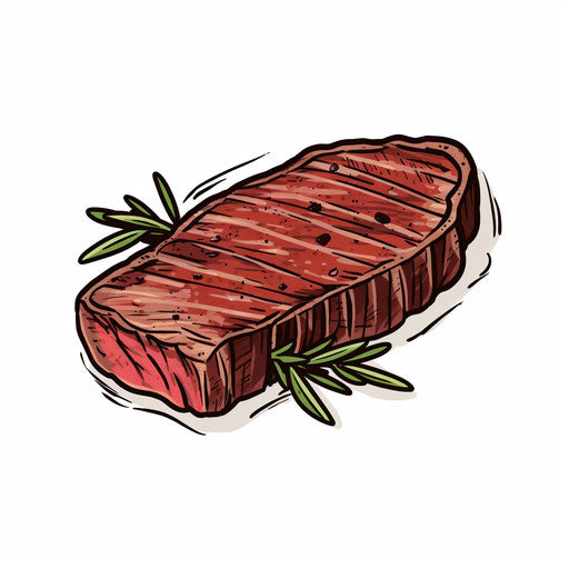 Minimalist style steak illustration, on white background