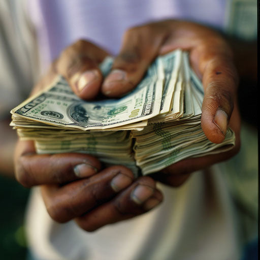 Stack of cash held in hands