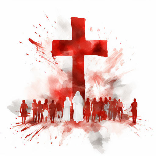 Red cross clipart in the style of Impressionistic Art, on a white background