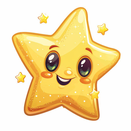 Funny yellow star cartoon on white background