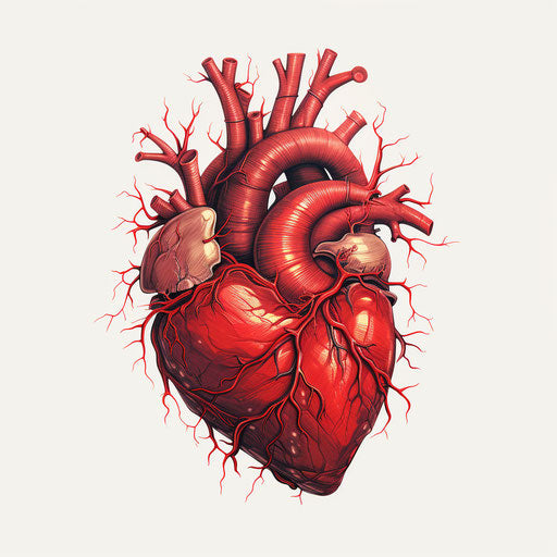 Human heart clipart in the style of Chiaroscuro Art, on white background