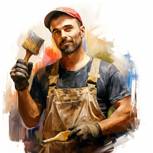Handyman clipart in the style of Oil painting
