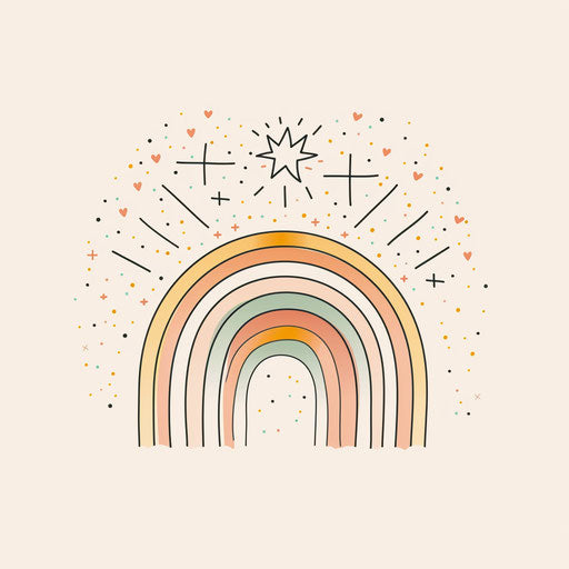 Whimsical clipart style rainbow tattoo sketch