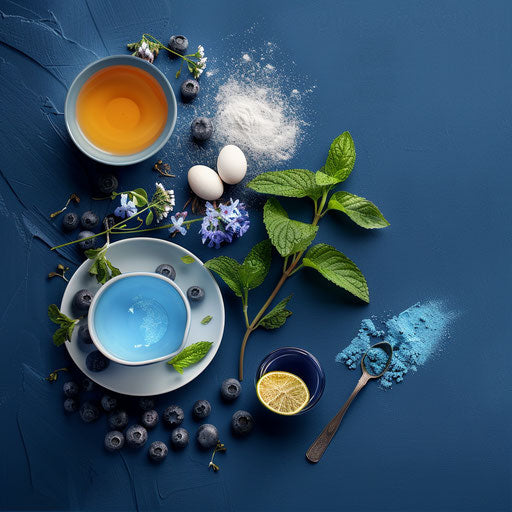 Realistic recipe illustration with subtle blur on indigo backdrop