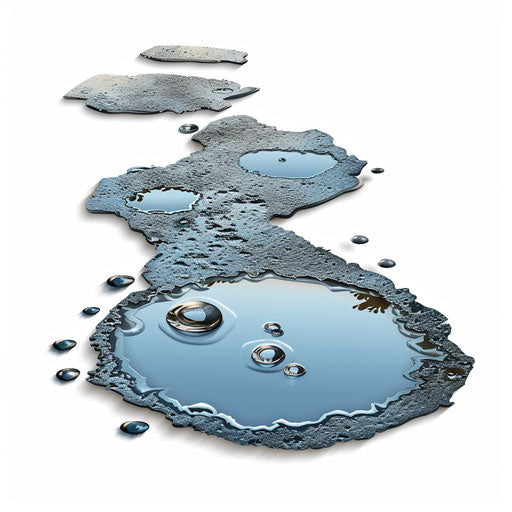 Photo realistic puddle clipart with flat white background