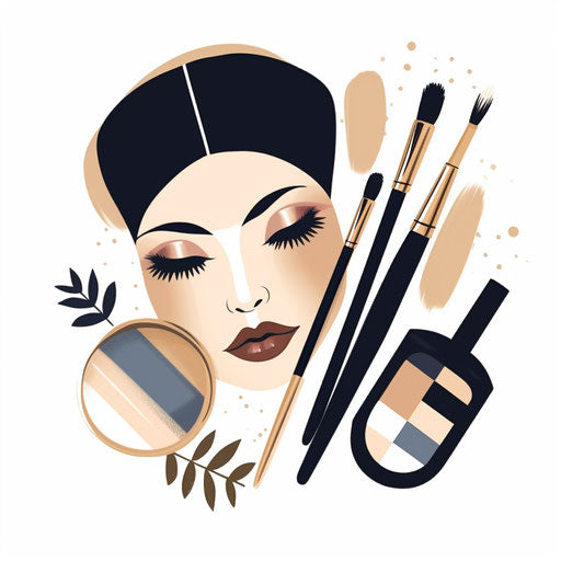 Minimalist style makeup on white background