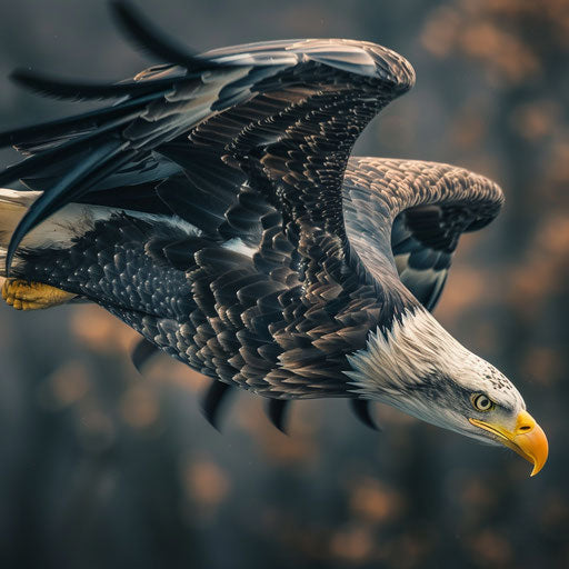 Bald eagle mid-flight, crisp and clear