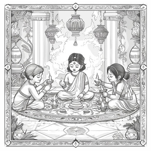 Friends lighting Diyas together