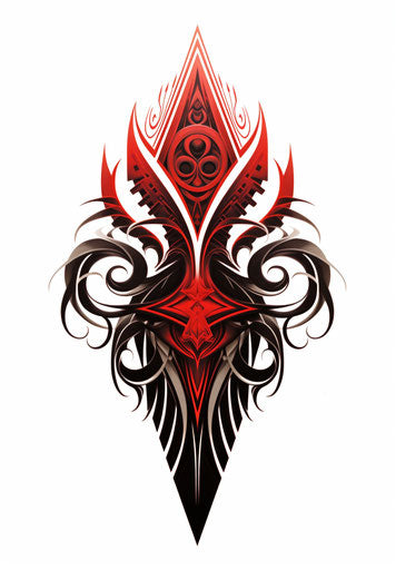 Tribal tattoos, in the style of gothic ornamentation