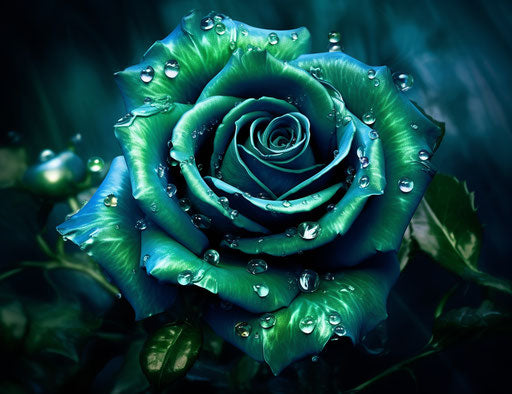 Dark emerald and dark azure green rose wallpaper background