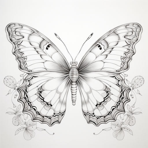 Butterfly coloring page in a delicate fantasy world