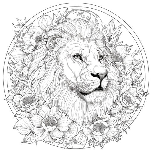 Elegant lion with floral decorations Megan Hess Style
