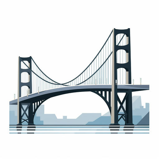 Minimalist bridge illustration on white background