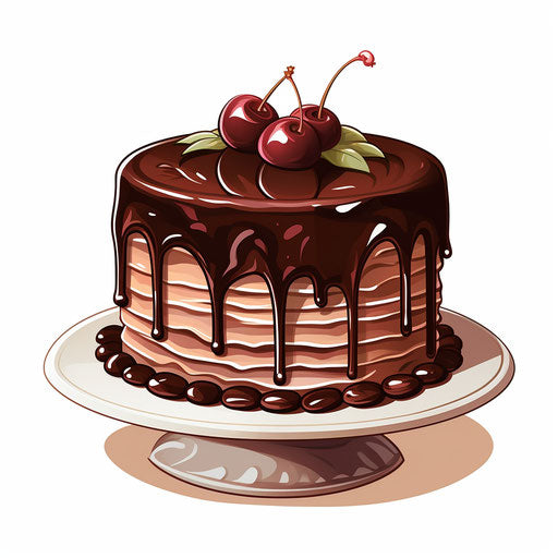 Cake drawing in the style of Chiaroscuro Art, on white background