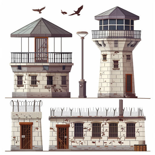 Realistic prison illustration on white background