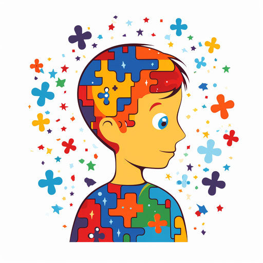 Autism clipart in Minimalist style on white background