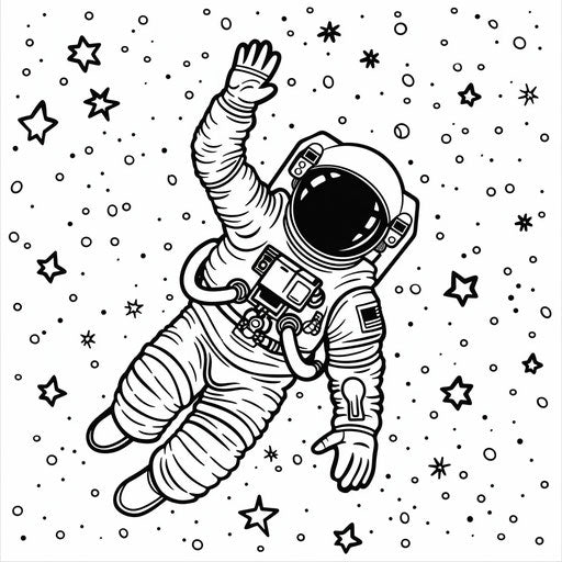 Astronaut waving among the stars