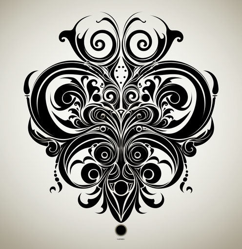 Futuristic Victorian tribal tattoo design, light black