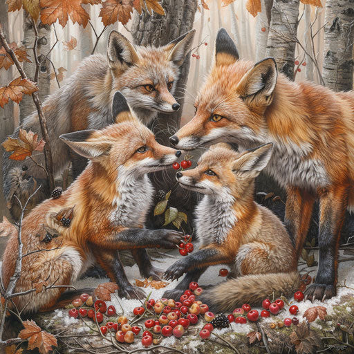 Warm berry sharing among foxes and other forest animals