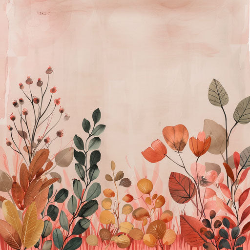 Realistic fall clipart on dusky rose backdrop
