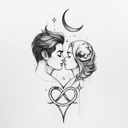 Sketch for cute couple tattoos with matching infinity symbols