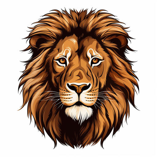 Lion head clipart in the style of Chiaroscuro Art, on white background