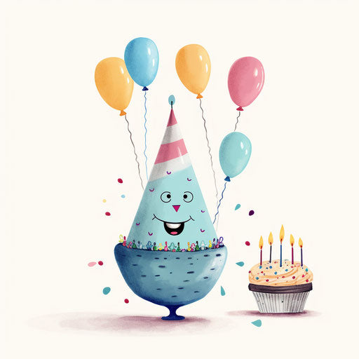 Funny birthday illustration in the Minimalist style, on white background