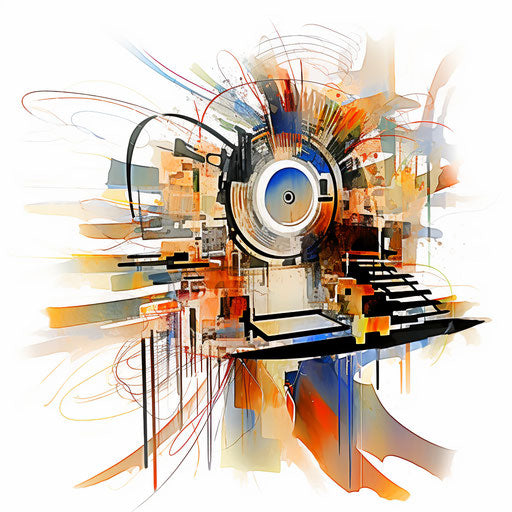 Technology clipart in the style of Impressionistic Art, on a white background