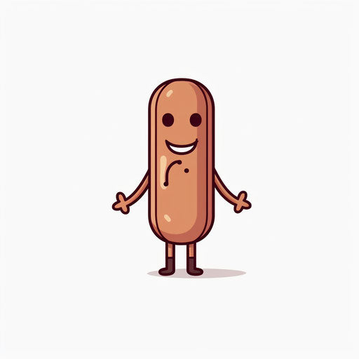 Minimalist style sausage illustration on white background